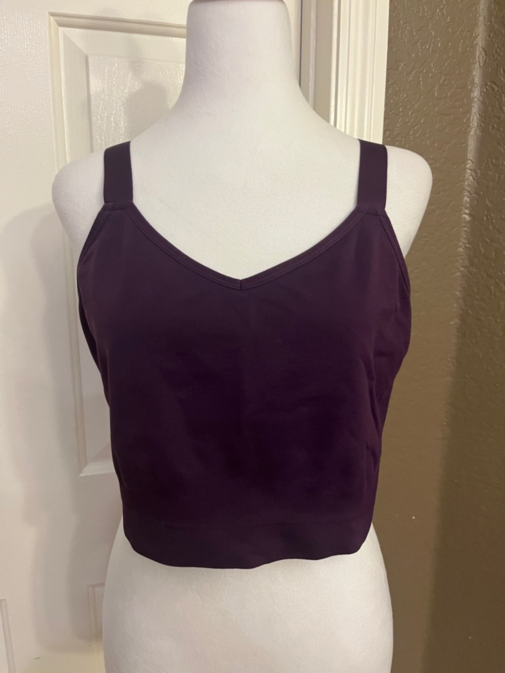 Cacique Deep Plum V-Neck Wide-Strap Tank